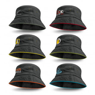 Bucket Hat - Black with coloured trim